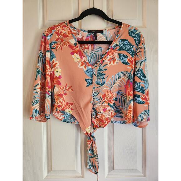 BCBG Maxazria Women's Woven Floral Print Crop Top Size Small - Picture 1 of 9